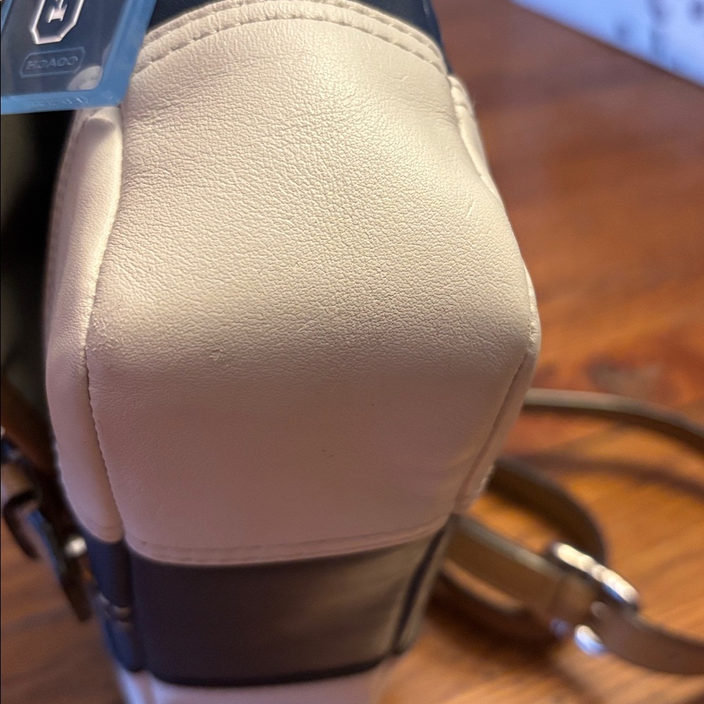 Coach Navy, White & Tan Leather Crossbody Bag - Picture 5 of 12